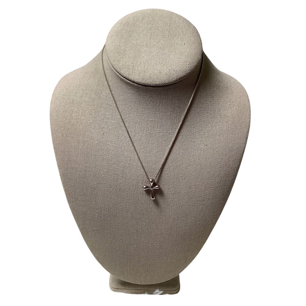 Tiffany & Co 925 Sterling Silver Elsa Peretti Cross Pendant Necklace E20-33